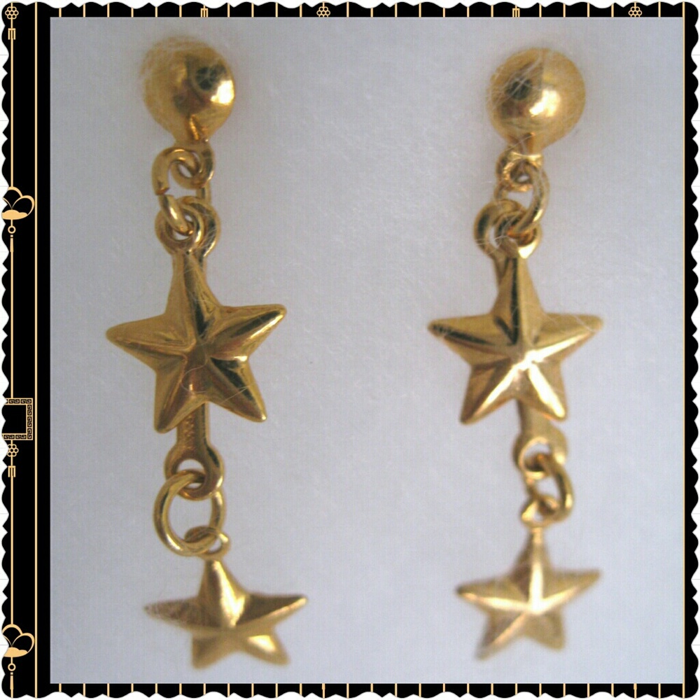 New Women 18K Gold Filled Star Earrings Gift